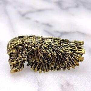 Antique Gold Tone SKULL Duo Finger/Knuckle Ring